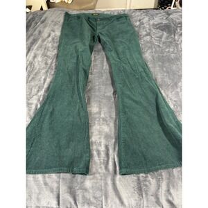 Run & Fly Men's Green Corduroy Flared Bell Bottom Pants Size 38L Made in UK